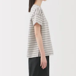 Women's Boat Neck Short Sleeve Striped T-Shirt