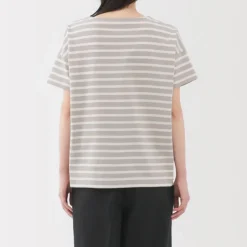 Women's Boat Neck Short Sleeve Striped T-Shirt