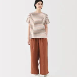 Women's Boat Neck Short Sleeve Striped T-Shirt