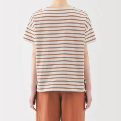 Women's Boat Neck Short Sleeve Striped T-Shirt