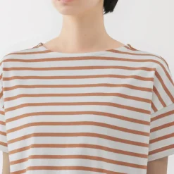 Women's Boat Neck Short Sleeve Striped T-Shirt