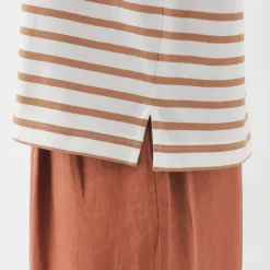 Women's Boat Neck Short Sleeve Striped T-Shirt