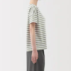 Women's Boat Neck Short Sleeve Striped T-Shirt
