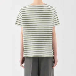 Women's Boat Neck Short Sleeve Striped T-Shirt