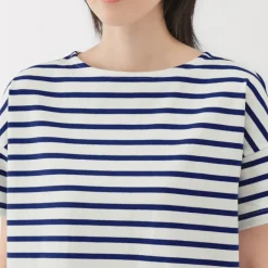 Women's Boat Neck Short Sleeve Striped T-Shirt
