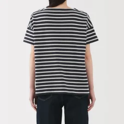 Women's Boat Neck Short Sleeve Striped T-Shirt
