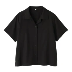Women's Breathable Seersucker Open Collar Short Sleeve Shirt