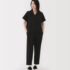 Women's Breathable Seersucker Open Collar Short Sleeve Shirt