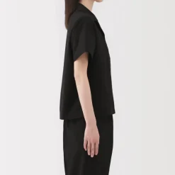 Women's Breathable Seersucker Open Collar Short Sleeve Shirt