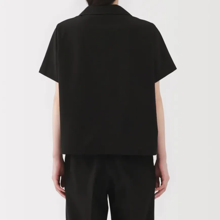 Women's Breathable Seersucker Open Collar Short Sleeve Shirt