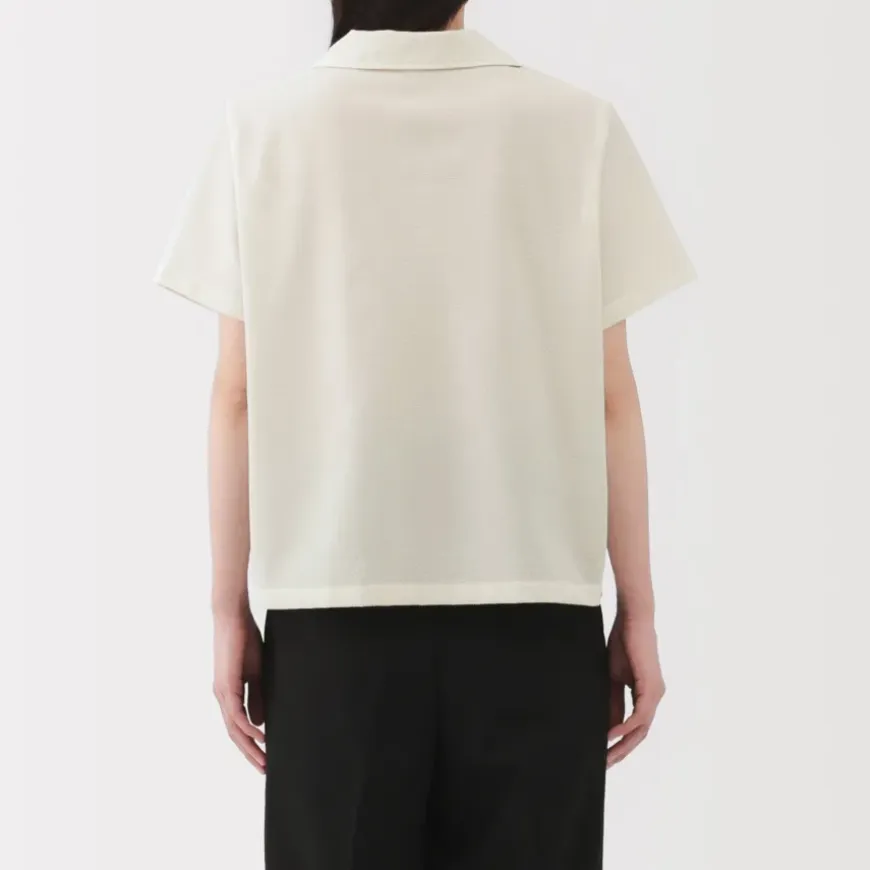 Women's Breathable Seersucker Open Collar Short Sleeve Shirt