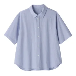 Women's Cool Touch Regular Collar Short Sleeve Striped Shirt