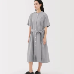 Women's Cool Touch Short Sleeve Striped Shirt Dress