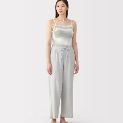 Women's Cotton Stretch Ribbed Cropped Bra Striped Camisole