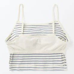 Women's Cotton Stretch Ribbed Cropped Bra Striped Camisole