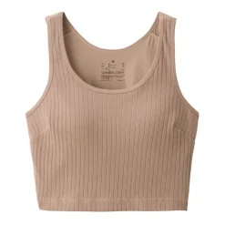 Women's Cotton Stretch Ribbed Cropped Bra Tank Top