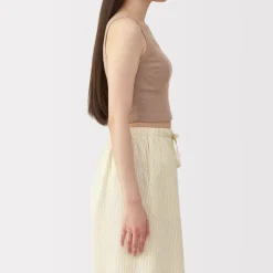 Women's Cotton Stretch Ribbed Cropped Bra Tank Top