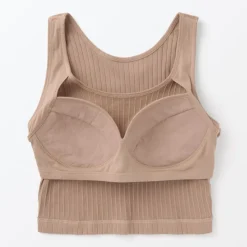 Women's Cotton Stretch Ribbed Cropped Bra Tank Top