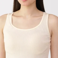 Women's Cotton Stretch Ribbed Cropped Bra Tank Top