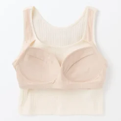 Women's Cotton Stretch Ribbed Cropped Bra Tank Top