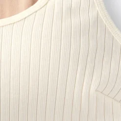 Women's Cotton Stretch Ribbed Cropped Bra Tank Top