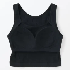 Women's Cotton Stretch Ribbed Cropped Bra Tank Top