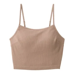 Women's Cotton Stretch Ribbed Cropped Bra Camisole