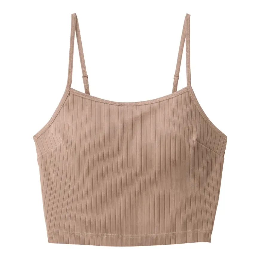 Women's Cotton Stretch Ribbed Cropped Bra Camisole