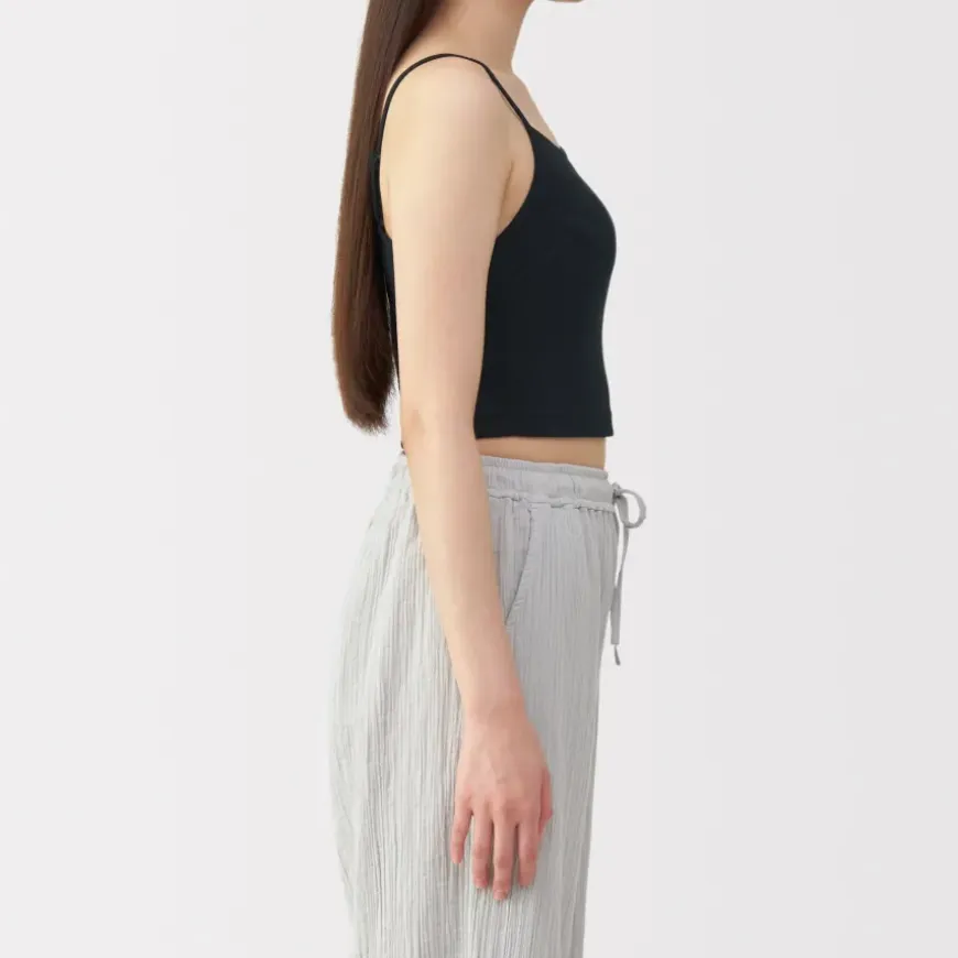 Women's Cotton Stretch Ribbed Cropped Bra Camisole