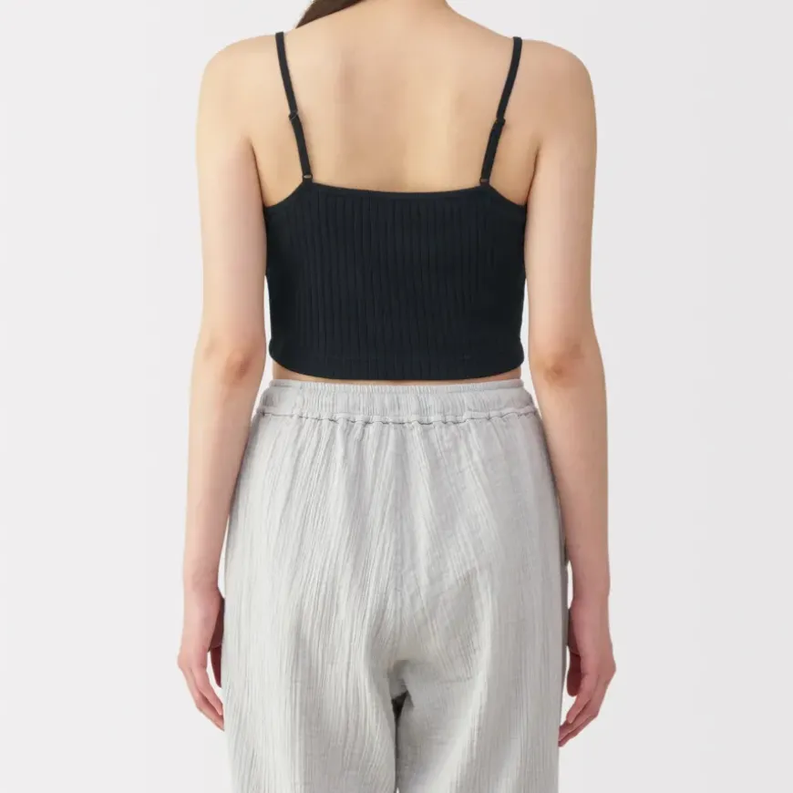 Women's Cotton Stretch Ribbed Cropped Bra Camisole