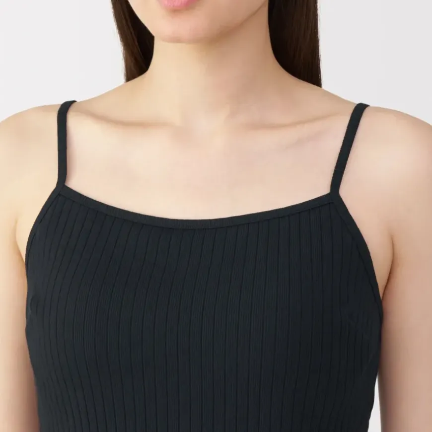 Women's Cotton Stretch Ribbed Cropped Bra Camisole
