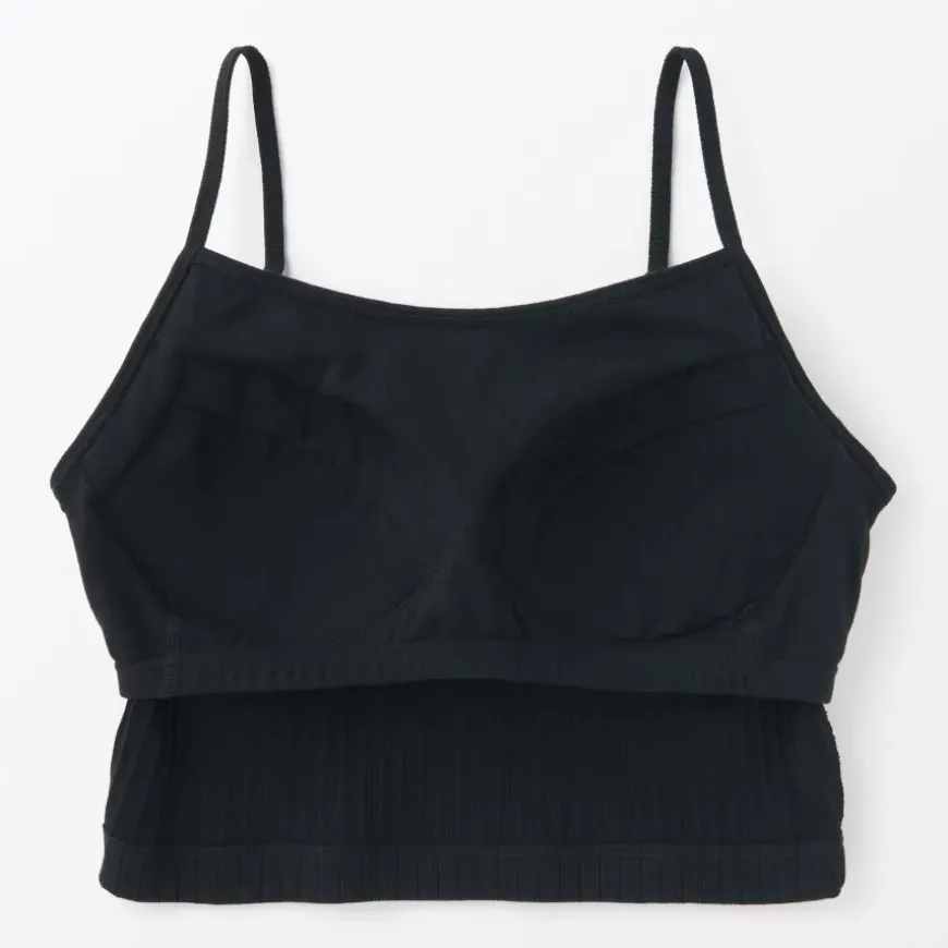 Women's Cotton Stretch Ribbed Cropped Bra Camisole