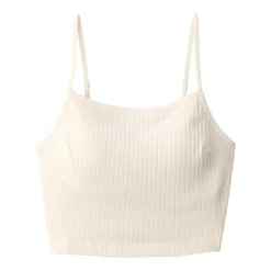 Women's Cotton Stretch Ribbed Cropped Bra Camisole
