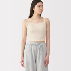 Women's Cotton Stretch Ribbed Cropped Bra Camisole