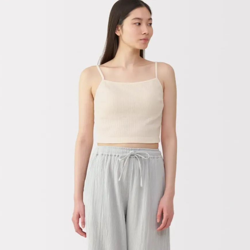 Women's Cotton Stretch Ribbed Cropped Bra Camisole