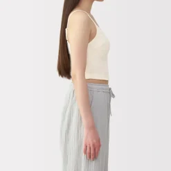 Women's Cotton Stretch Ribbed Cropped Bra Camisole