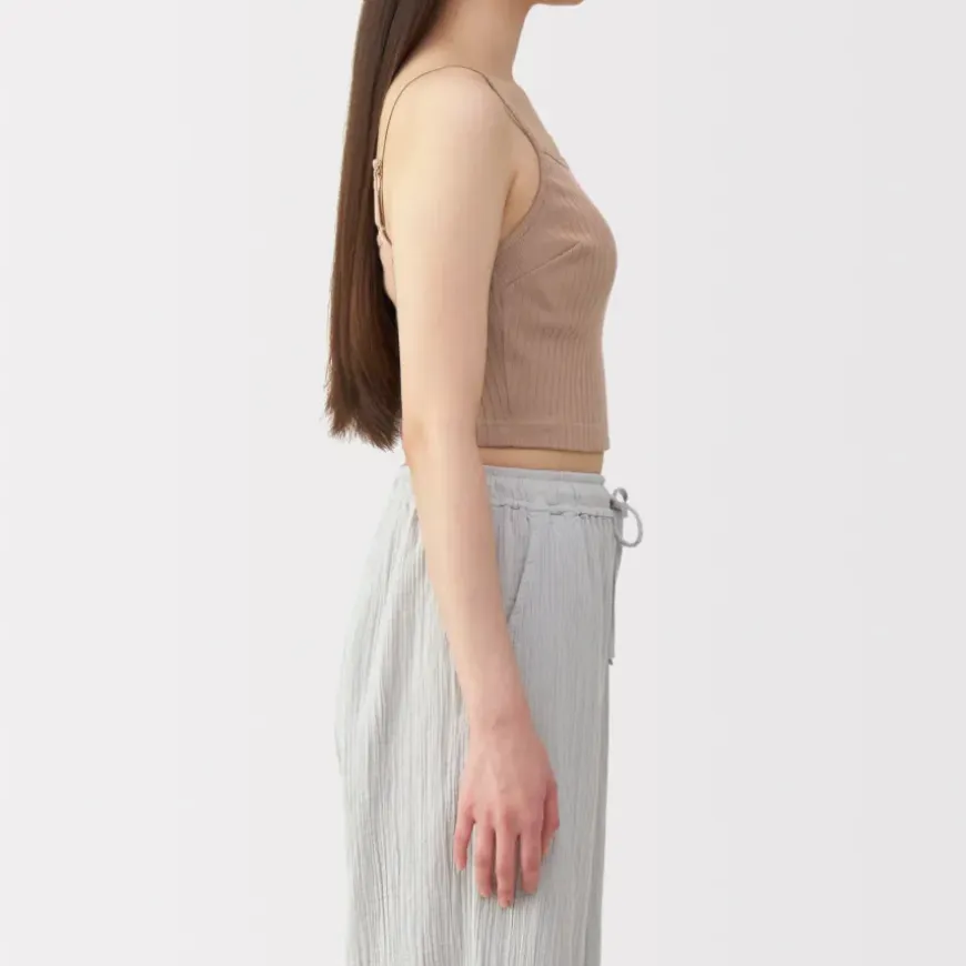 Women's Cotton Stretch Ribbed Cropped Bra Camisole