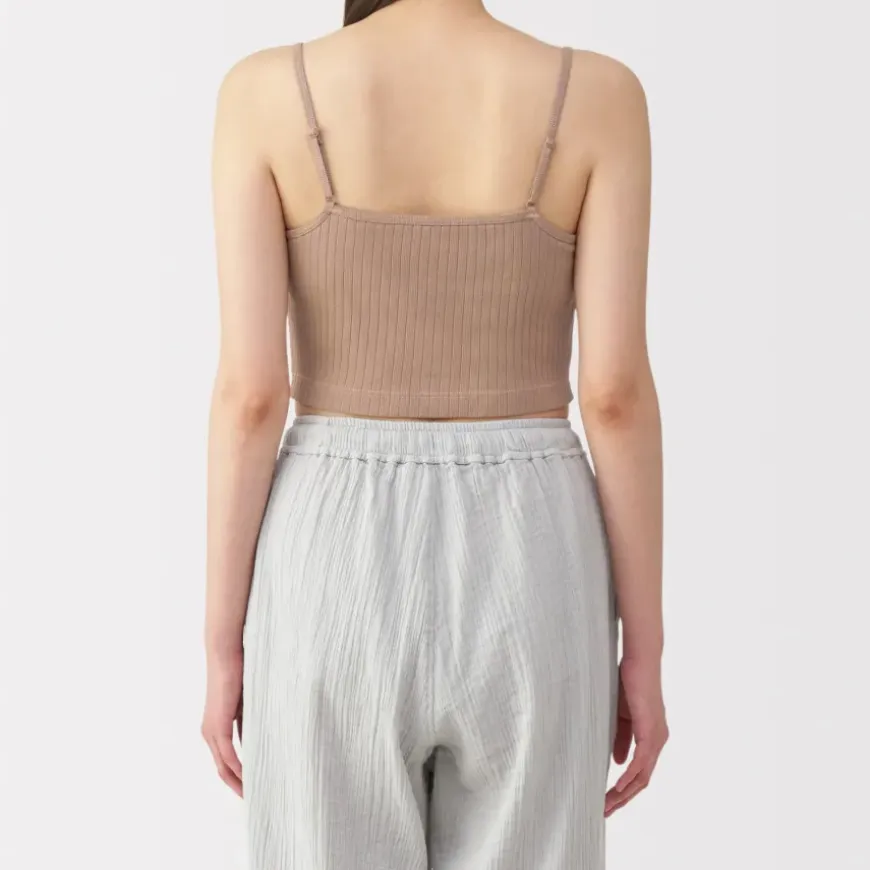 Women's Cotton Stretch Ribbed Cropped Bra Camisole