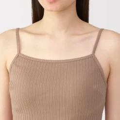 Women's Cotton Stretch Ribbed Cropped Bra Camisole