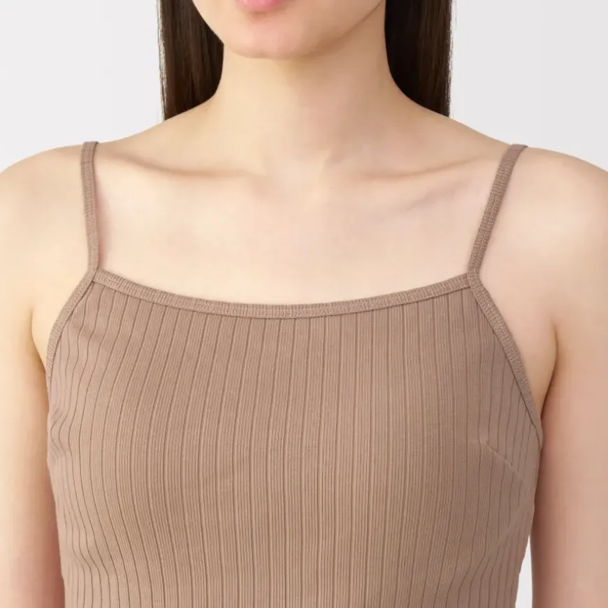 Women's Cotton Stretch Ribbed Cropped Bra Camisole