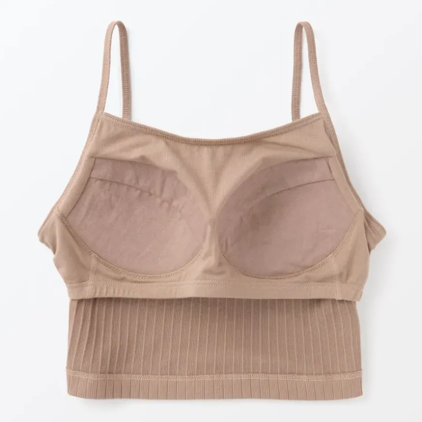 Women's Cotton Stretch Ribbed Cropped Bra Camisole