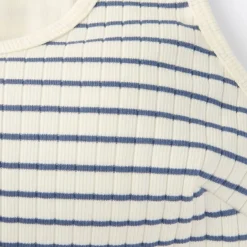 Women's Cotton Stretch Ribbed Cropped Bra Striped Tank Top