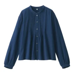 Women's Cotton Voile Indigo Long Sleeve Blouse