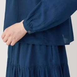 Women's Cotton Voile Indigo Long Sleeve Blouse