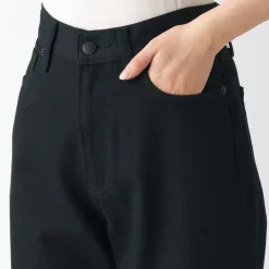 Women's Denim Regular Pants Black (L 30inch / 77cm)