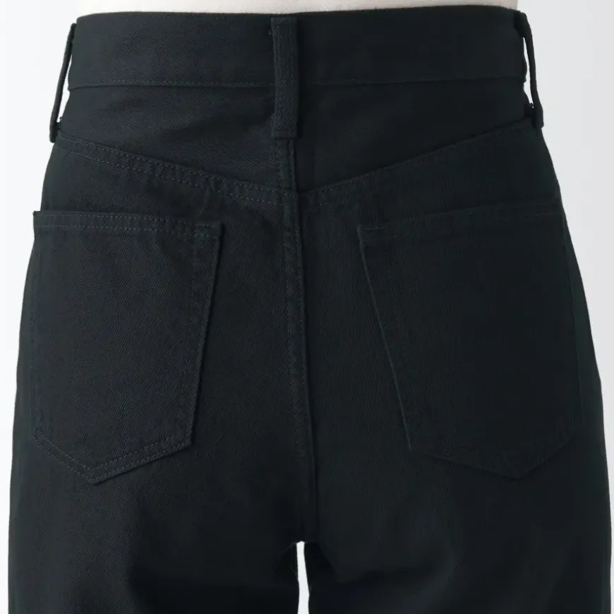 Women's Denim Regular Pants Black (L 30inch / 77cm)