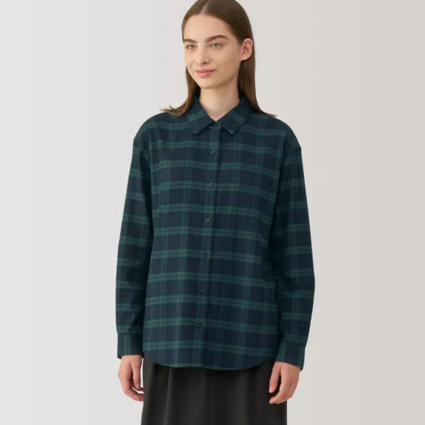 Women's Flannel Regular Collar Long Sleeve Patterned Shirt