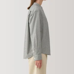 Women's Flannel Stand Collar Long Sleeve Patterned Blouse