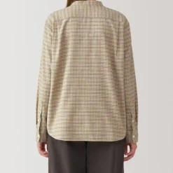 Women's Flannel Stand Collar Long Sleeve Patterned Blouse