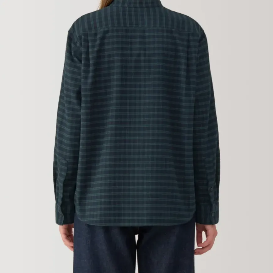 Women's Flannel Stand Collar Long Sleeve Patterned Blouse